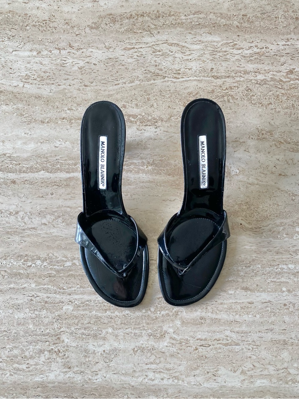 Vintage Manolo Blahnik Thong Sandal Heels - Picture 3 of 11